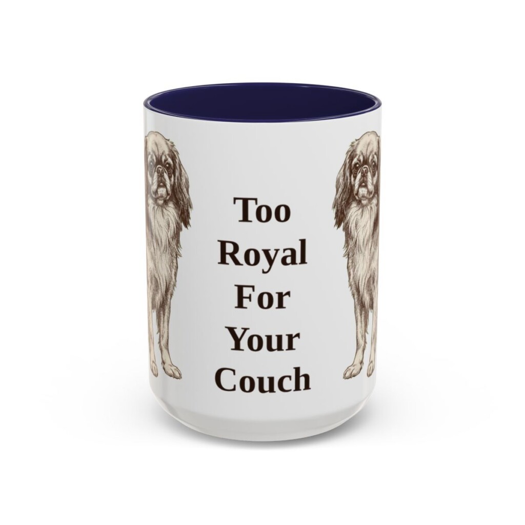 15oz Funny English Toy Spaniel Mug, Navy, front view