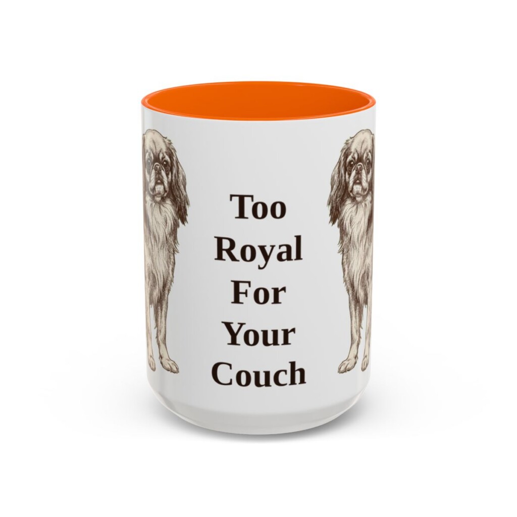 15oz Funny English Toy Spaniel Mug, Orange, front view