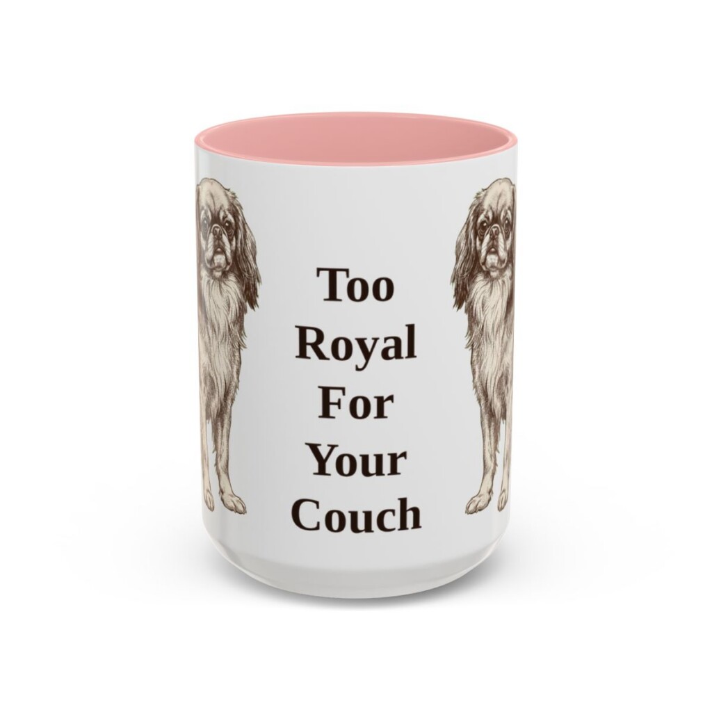 15oz Funny English Toy Spaniel Mug, Pink, front view