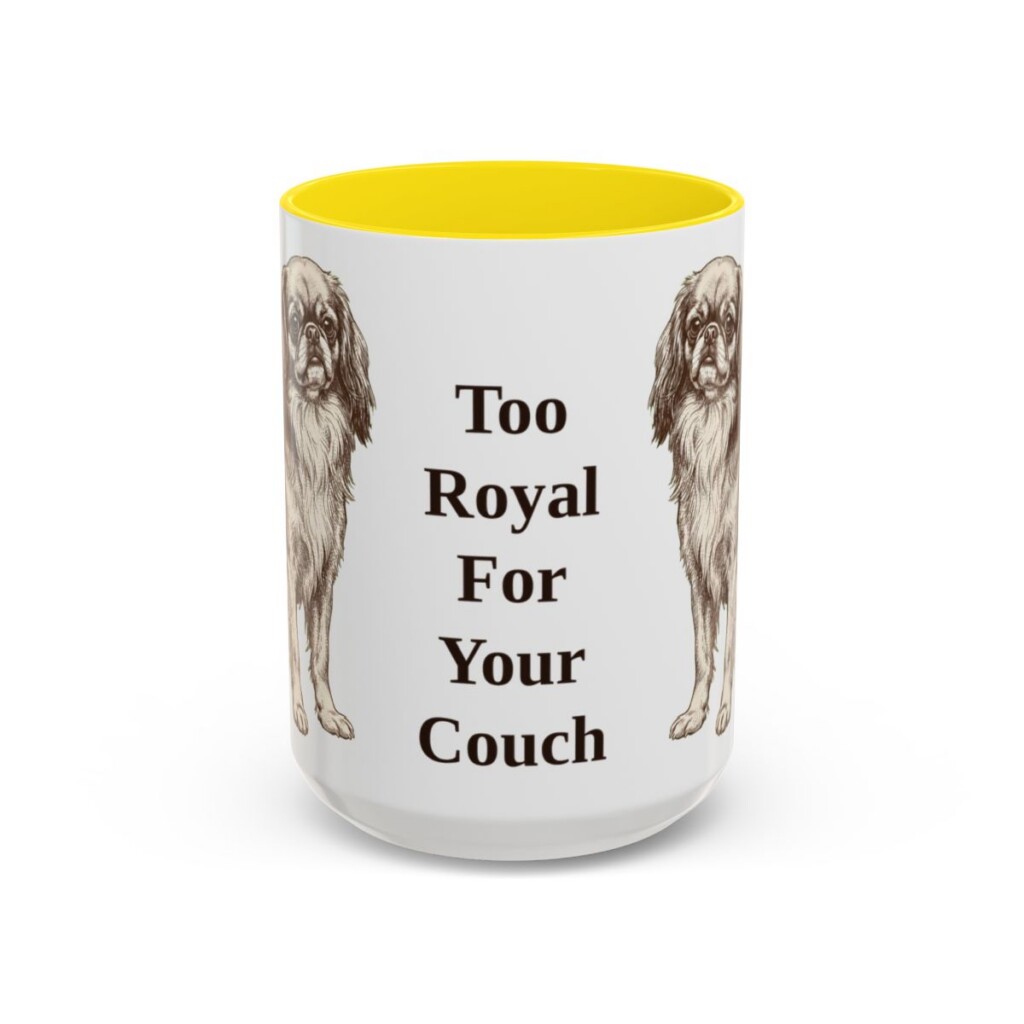 15oz Funny English Toy Spaniel Mug, Yellow, front view