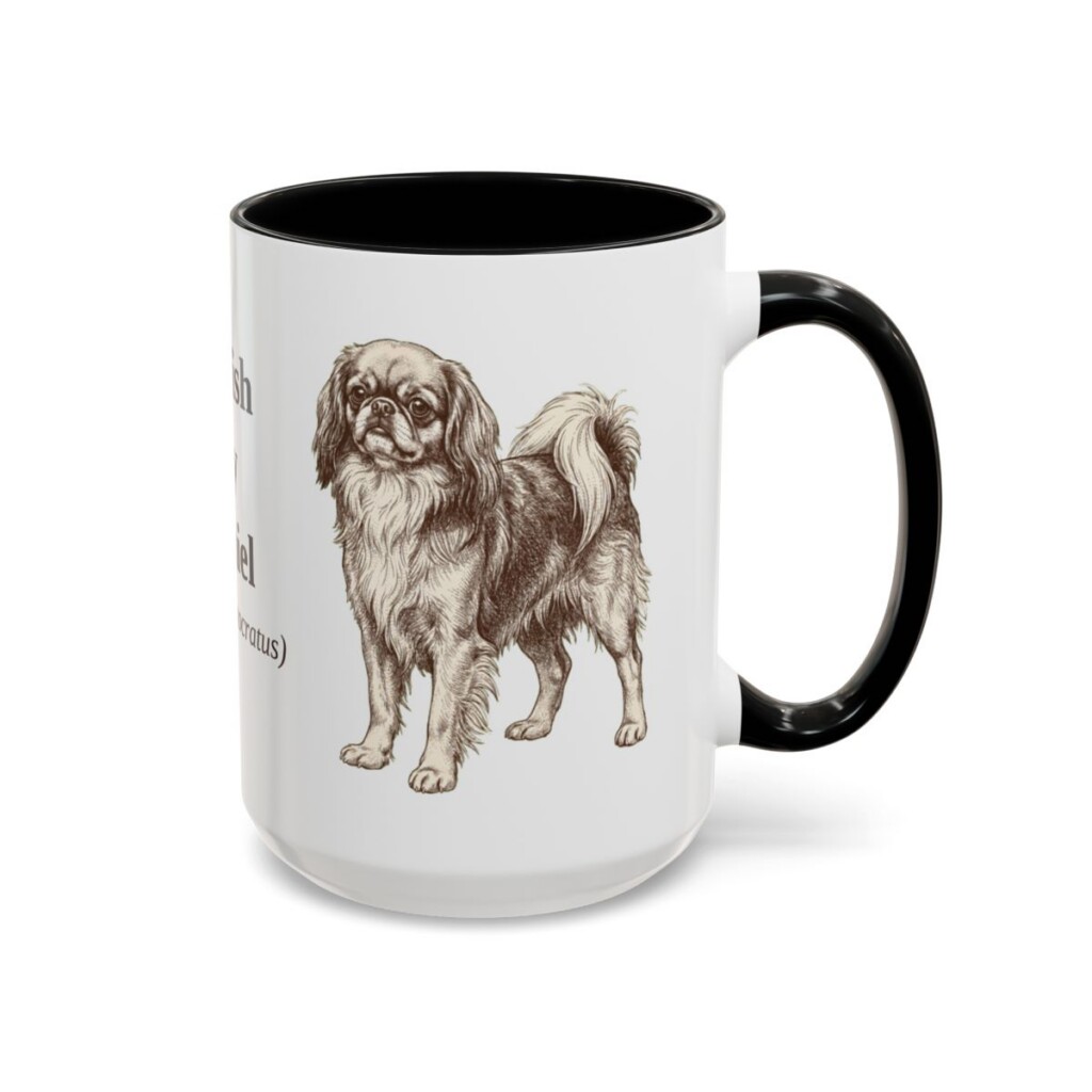 15oz English Toy Spaniel Latin Mug, Black, right side view