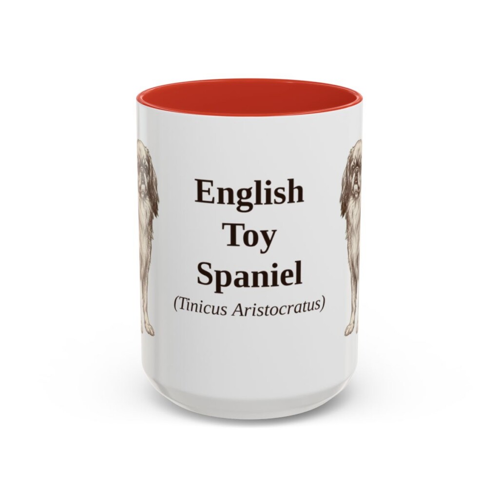 15oz English Toy Spaniel Latin Mug, Red, front view