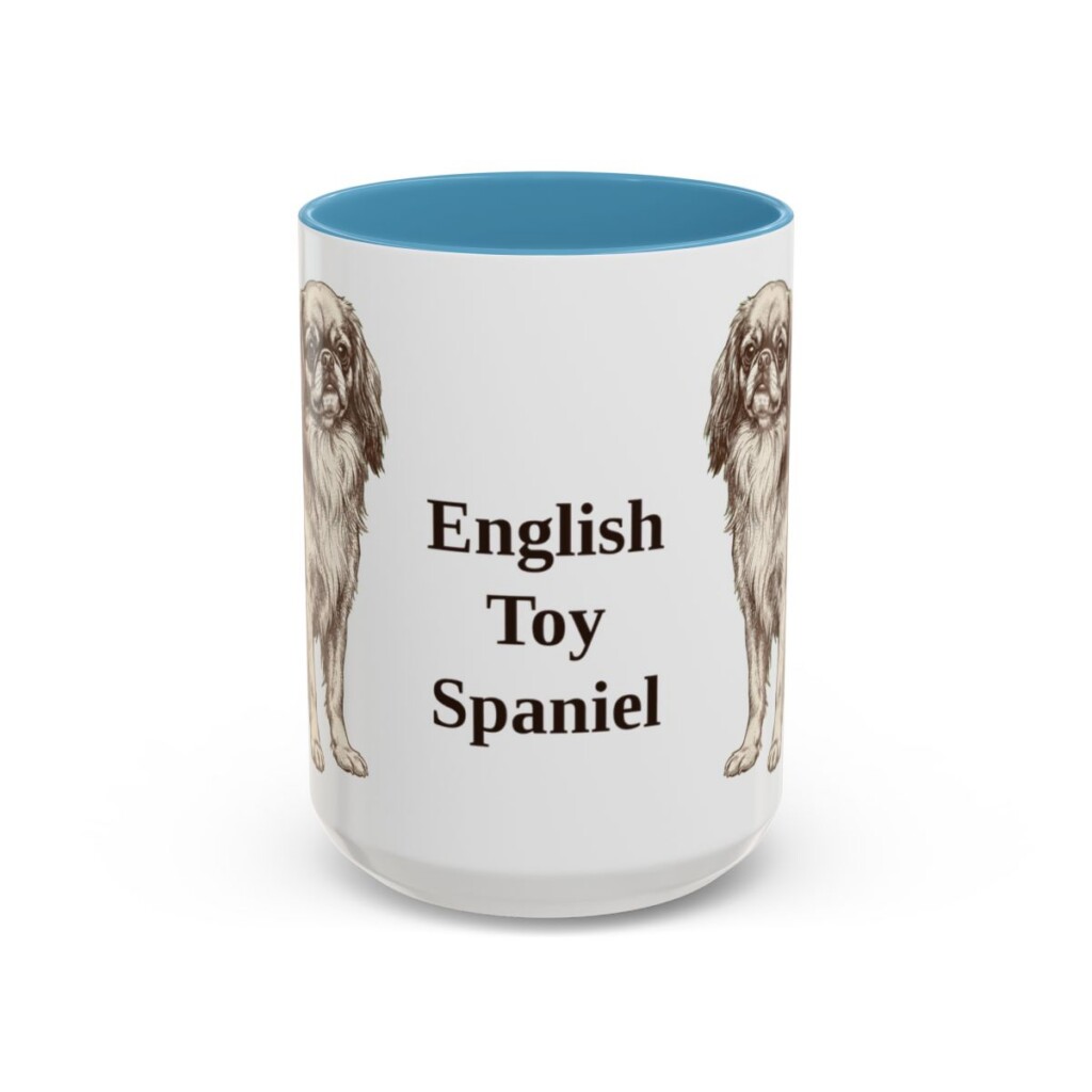 15oz English Toy Spaniel Mug, Light Blue, front view