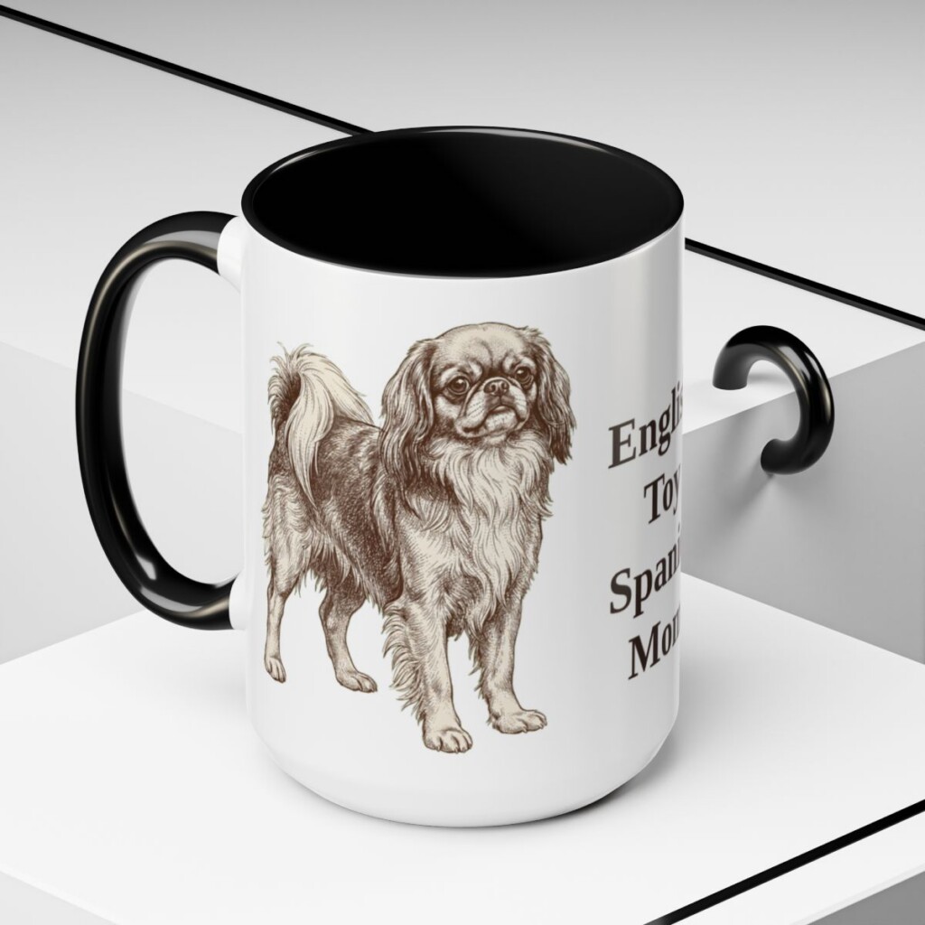 15oz English Toy Spaniel Dog Mom Mug, Black, lifestyle photo