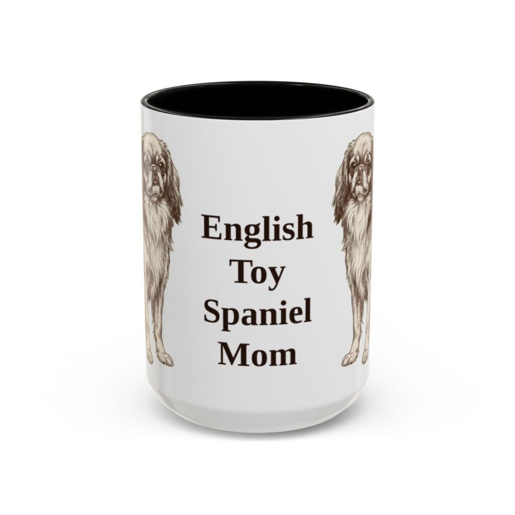 15oz English Toy Spaniel Dog Mom Mug, Black, front view