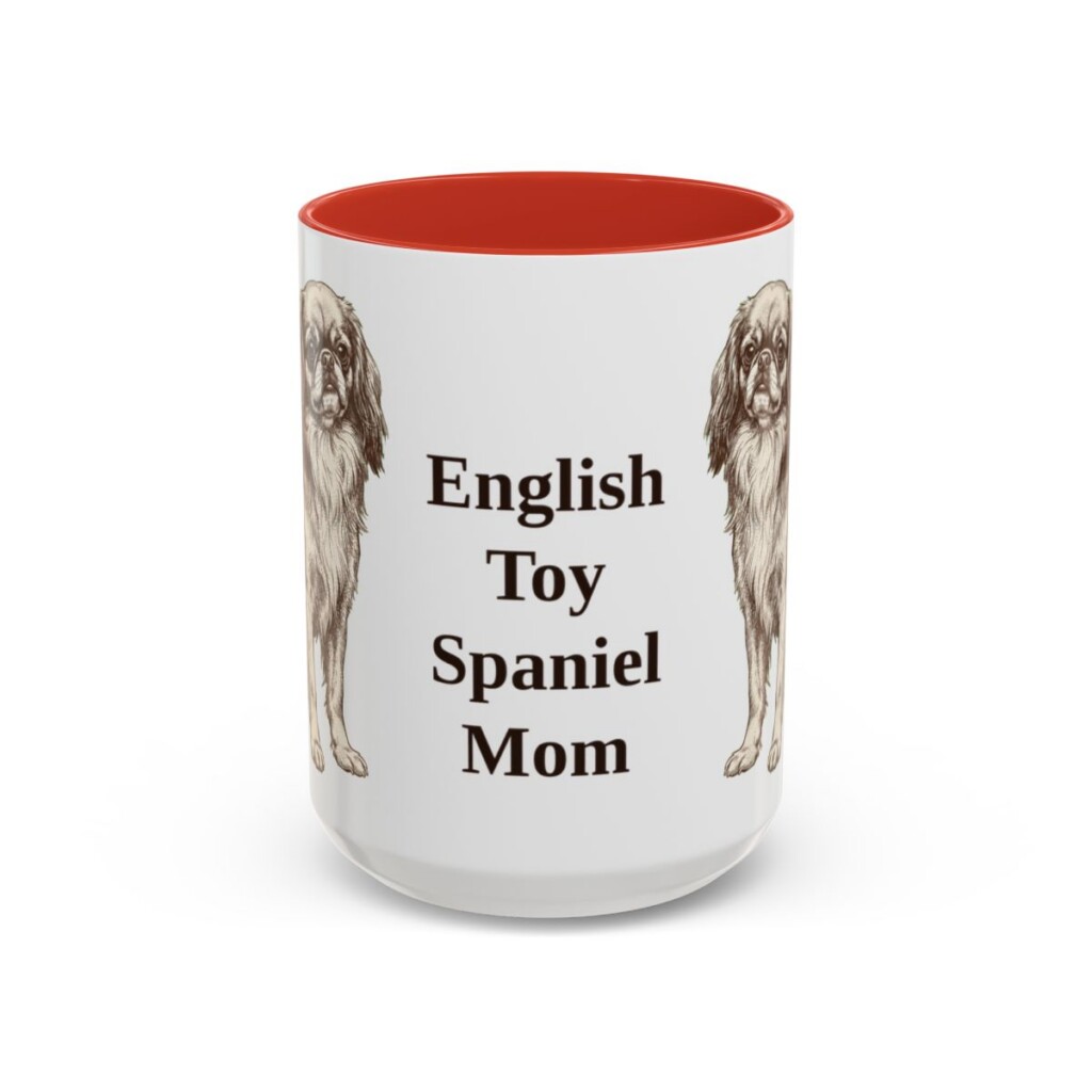15oz English Toy Spaniel Dog Mom Mug, Red, front view