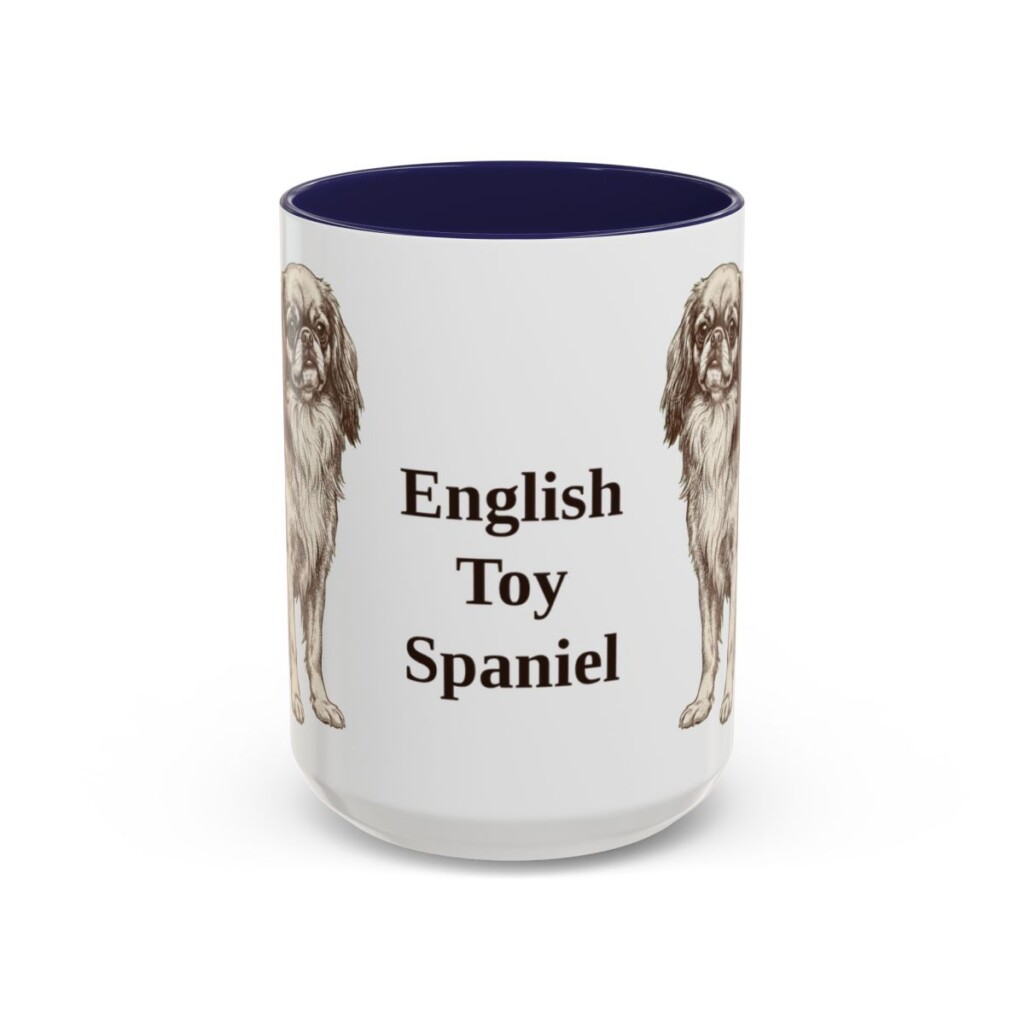 15oz English Toy Spaniel Mug, Navy, front view