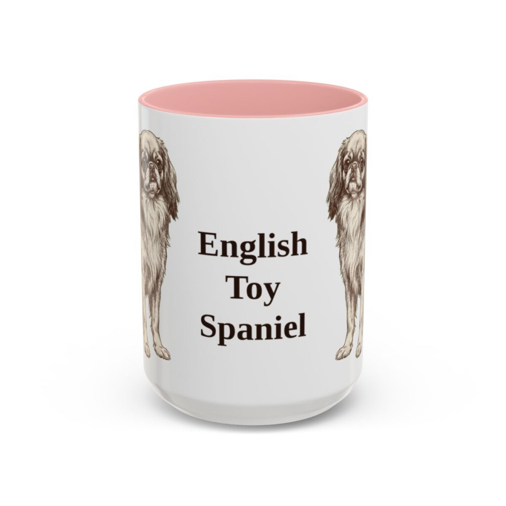 15oz English Toy Spaniel Mug, Pink, front view