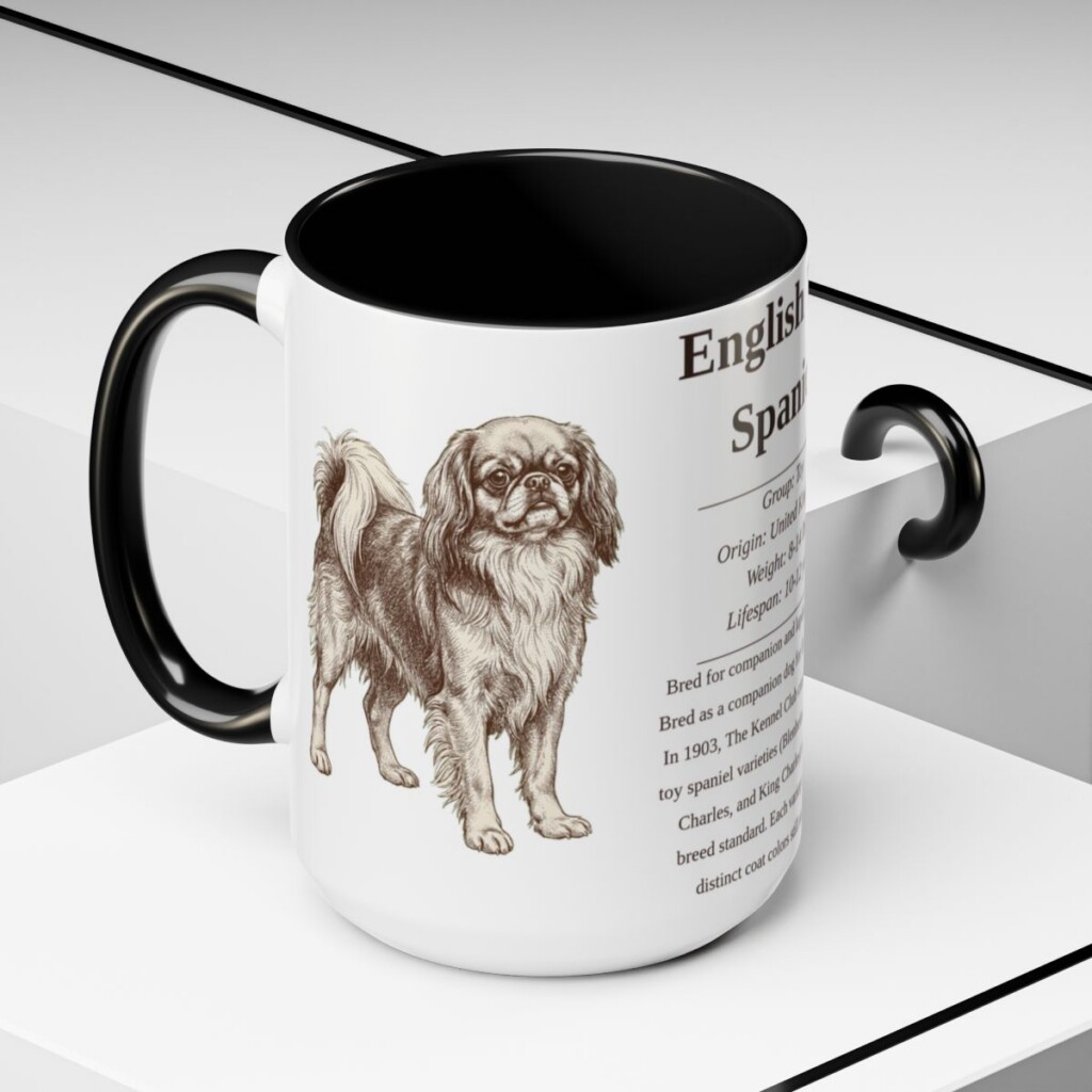 15oz English Toy Spaniel Mug, Black, lifestyle photo