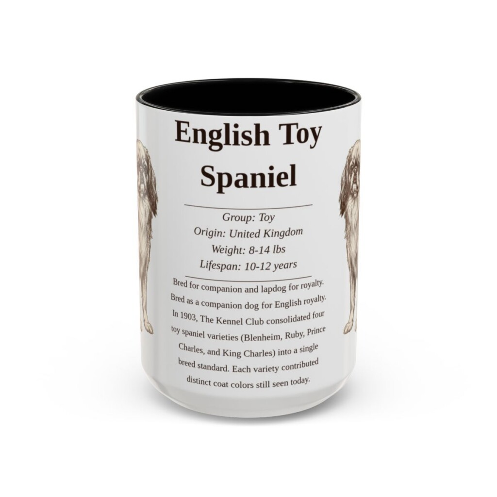 15oz English Toy Spaniel Mug, Black, front view