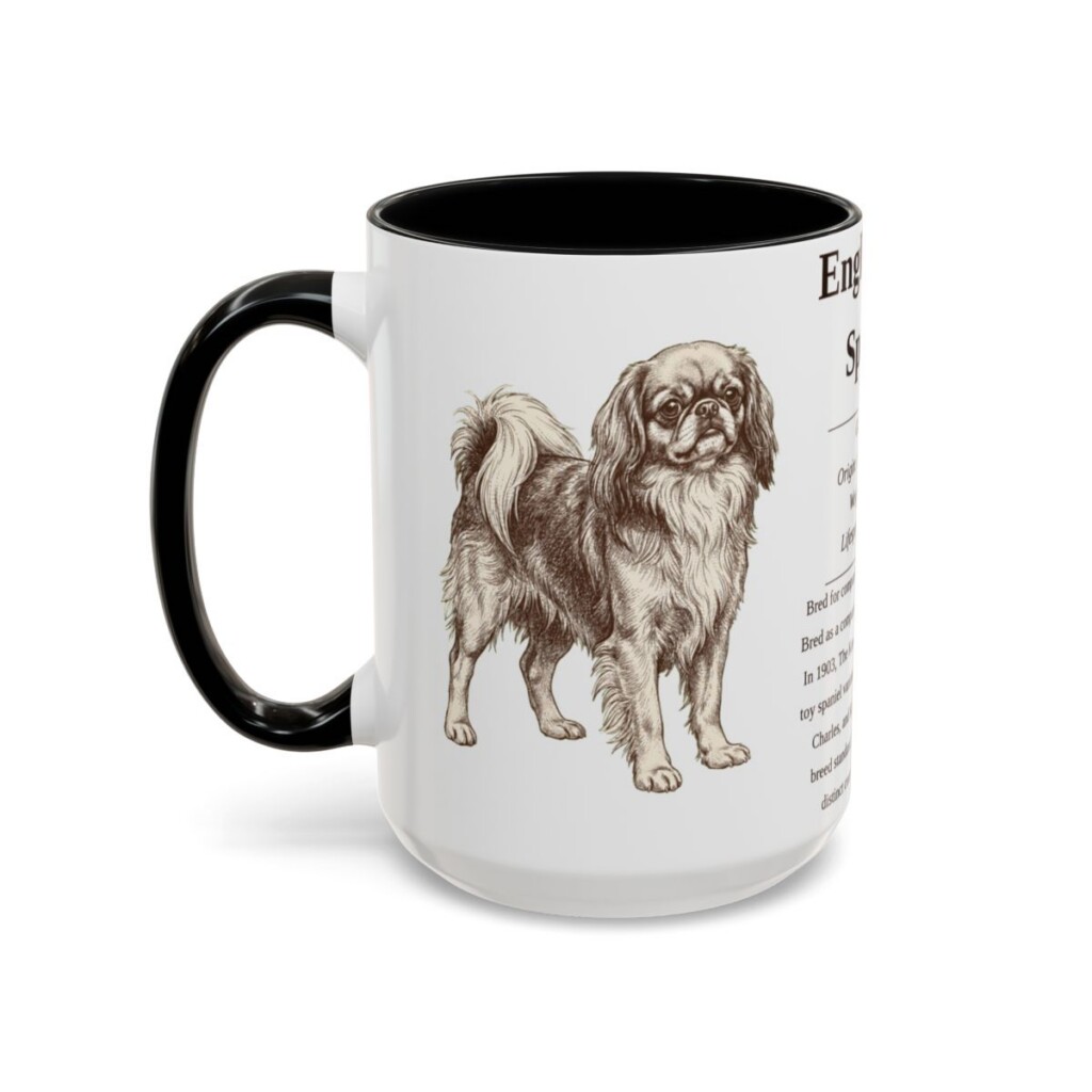 15oz English Toy Spaniel Mug, Black, left side view