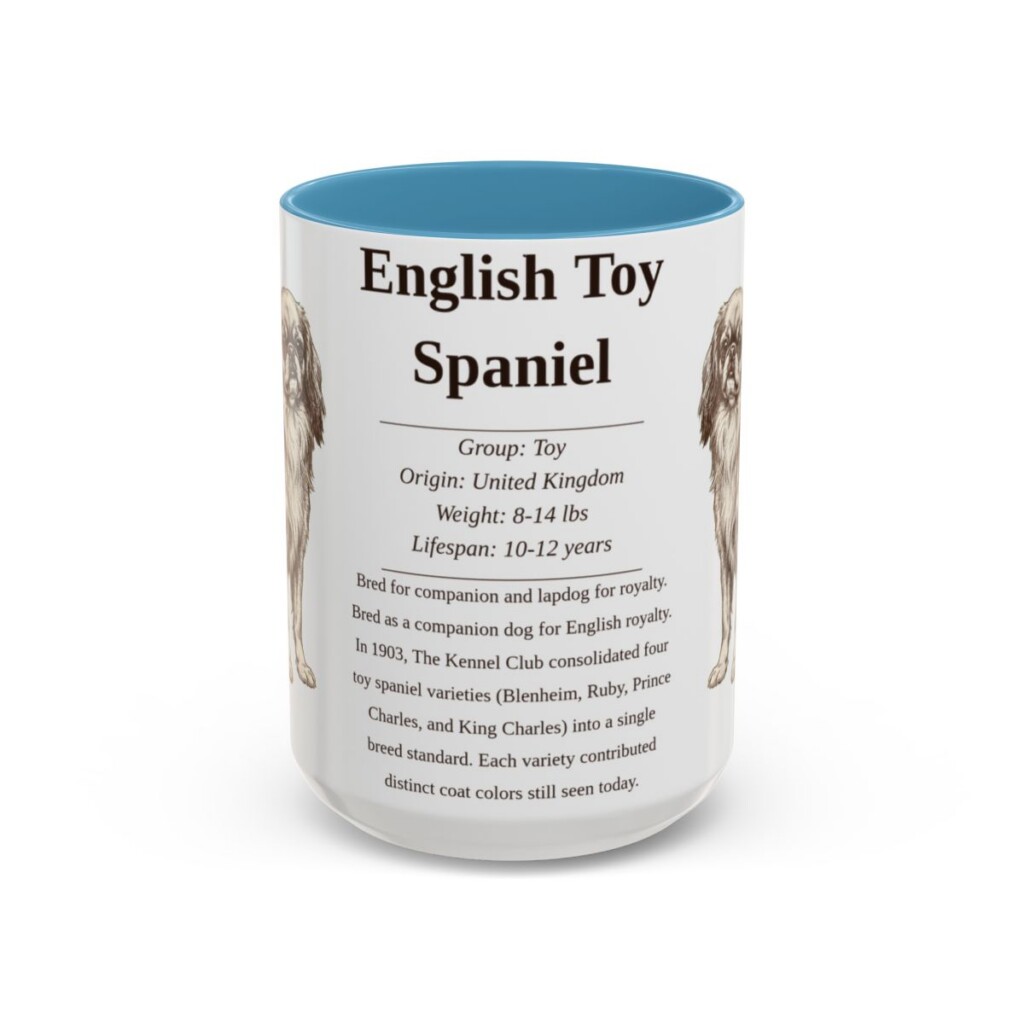 15oz English Toy Spaniel Mug, Light Blue, front view
