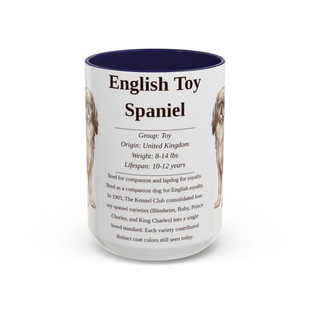 15oz English Toy Spaniel Mug, Navy, front view
