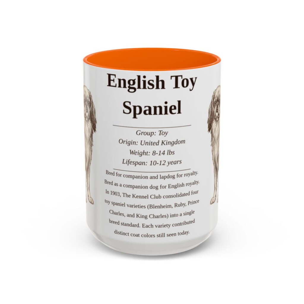 15oz English Toy Spaniel Mug, Orange, front view
