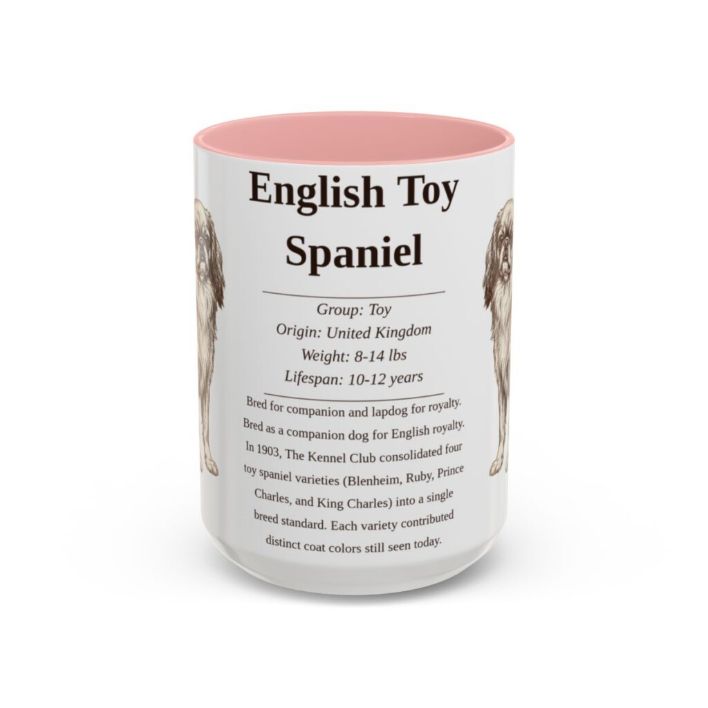15oz English Toy Spaniel Mug, Pink, front view