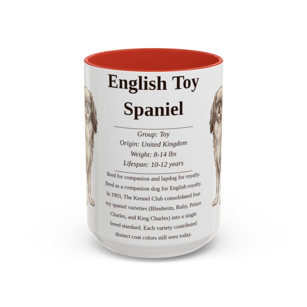 15oz English Toy Spaniel Mug, Red, front view