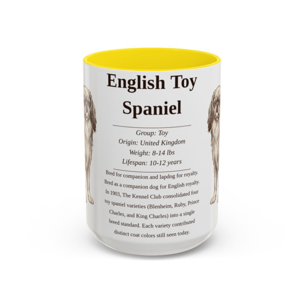 15oz English Toy Spaniel Mug, Yellow, front view