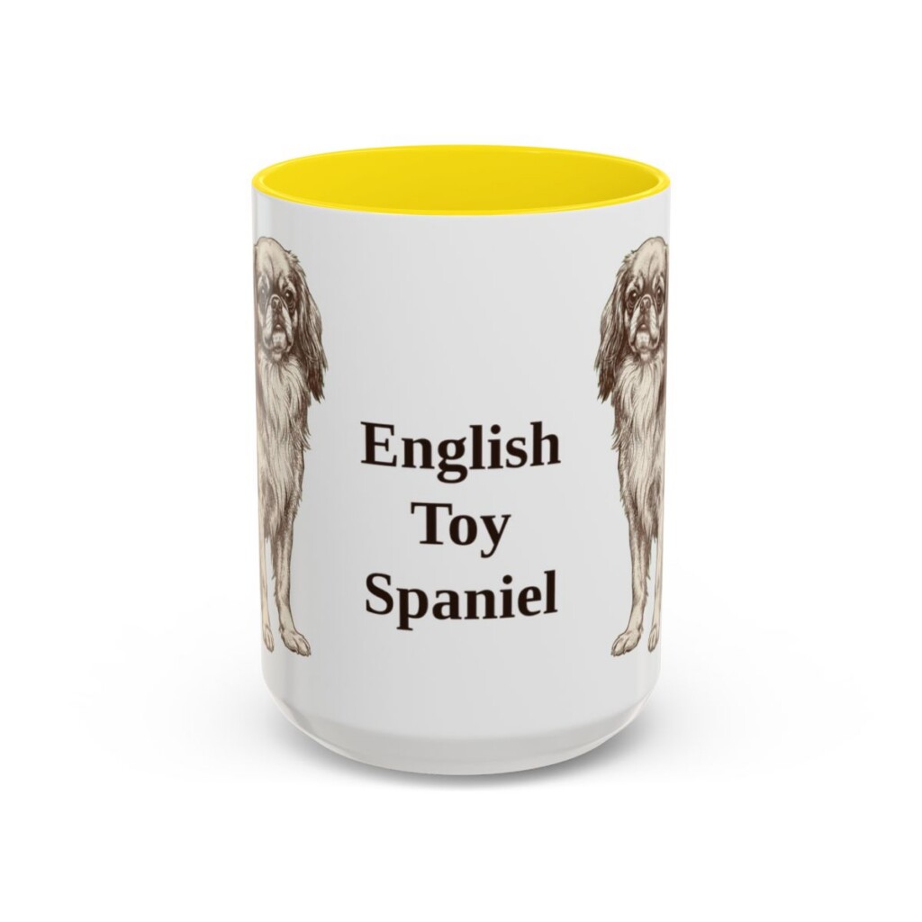 15oz English Toy Spaniel Mug, Yellow, front view