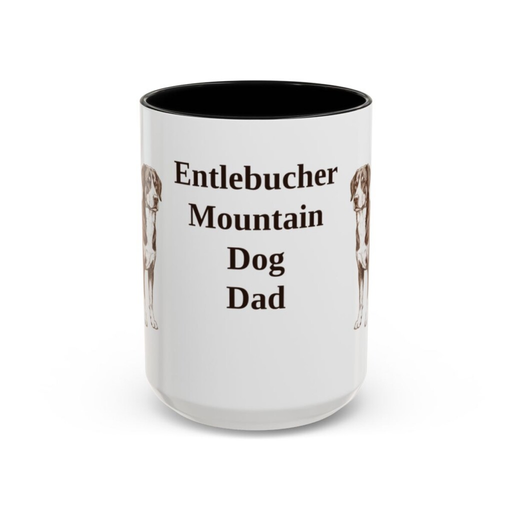 15oz Entlebucher Mountain Dog Dog Dad Mug, Black, front view