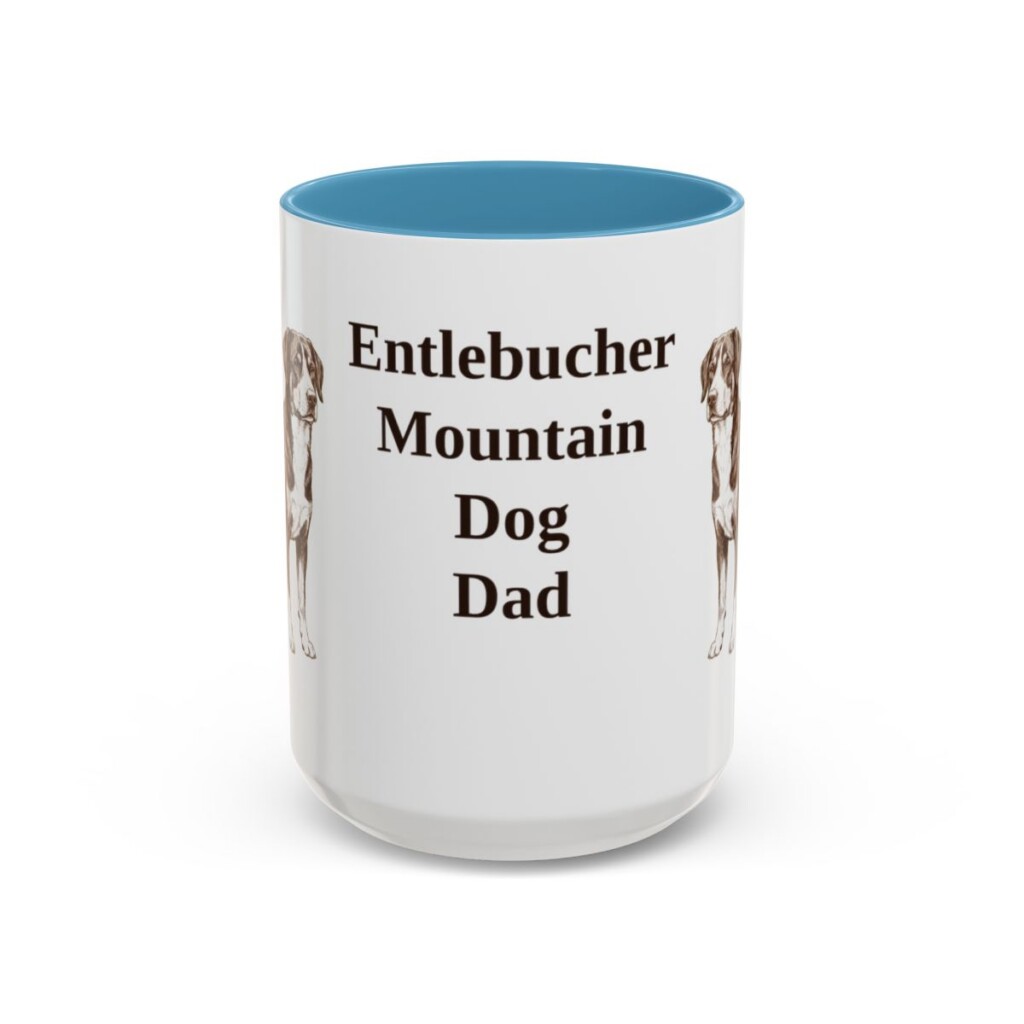 15oz Entlebucher Mountain Dog Dog Dad Mug, Light Blue, front view