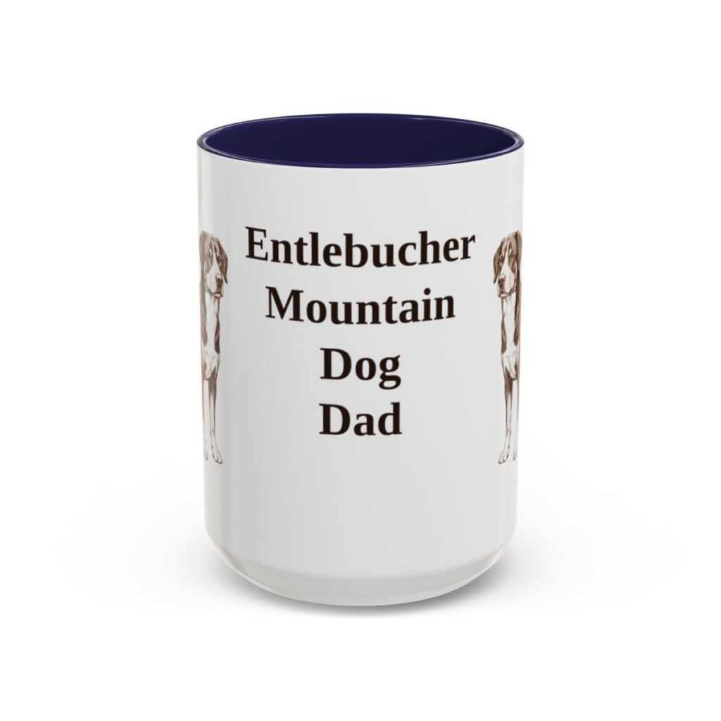 15oz Entlebucher Mountain Dog Dog Dad Mug, Navy, front view