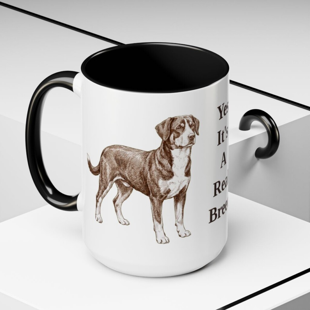 15oz Funny Entlebucher Mountain Dog Mug, Black, lifestyle photo