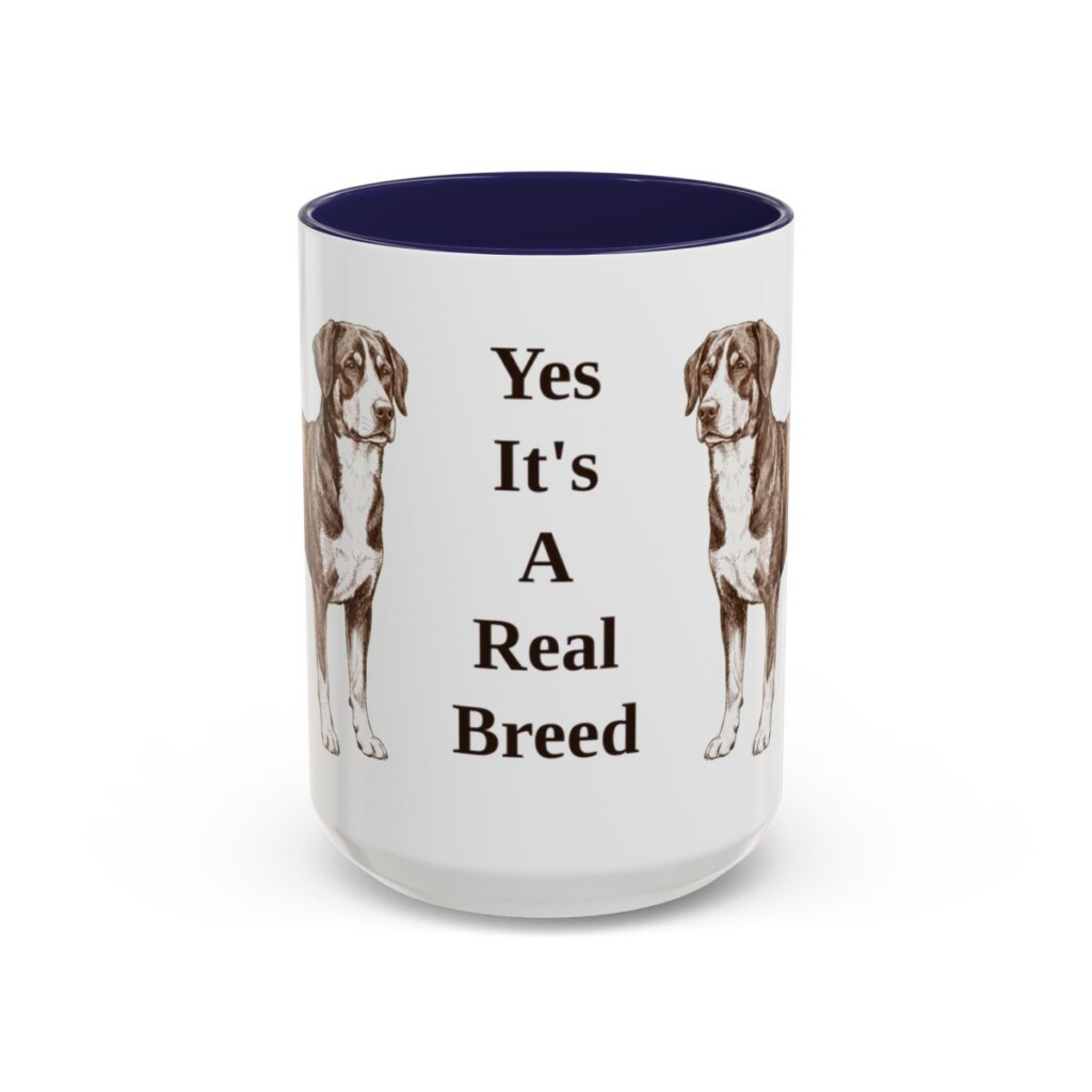15oz Funny Entlebucher Mountain Dog Mug, Navy, front view