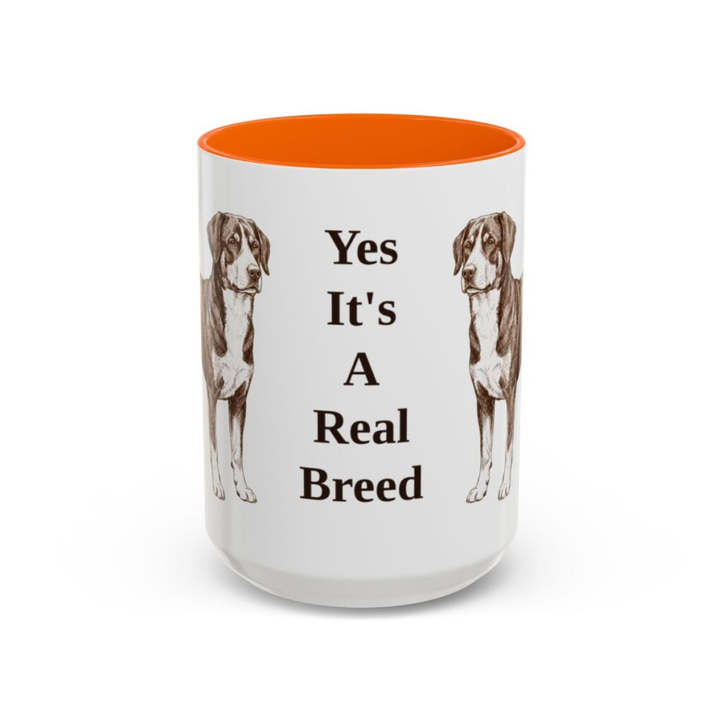 15oz Funny Entlebucher Mountain Dog Mug, Orange, front view