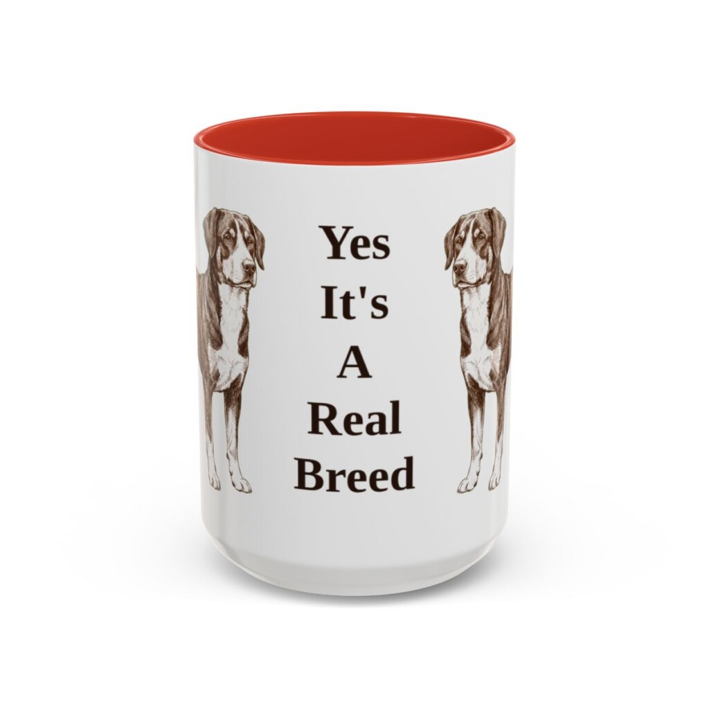 15oz Funny Entlebucher Mountain Dog Mug, Red, front view