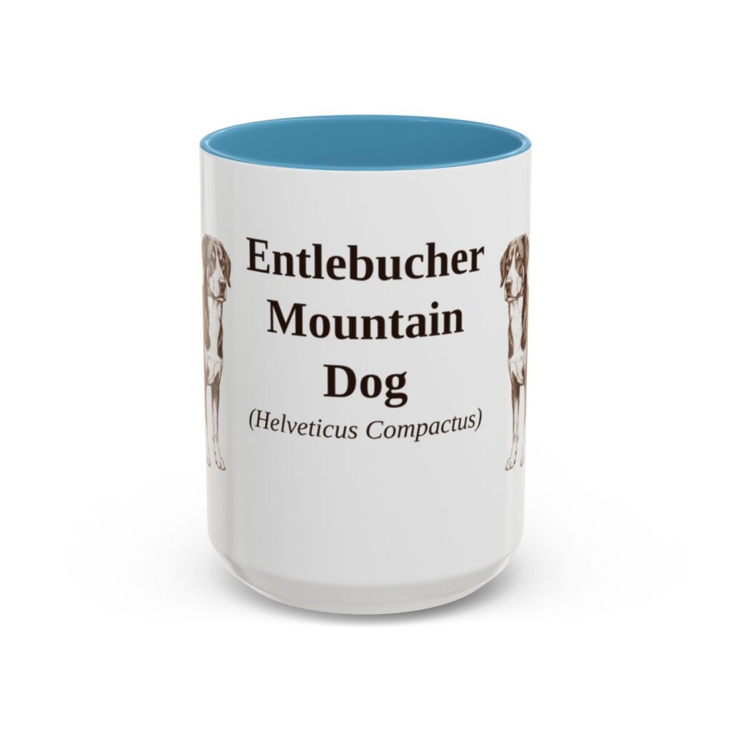 15oz-entlebucher-mountain-dog-mug-latin-light-blue 15oz Entlebucher Mountain Dog Latin Mug, Light Blue, front view