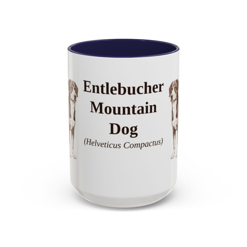 15oz-entlebucher-mountain-dog-mug-latin-navy 15oz Entlebucher Mountain Dog Latin Mug, Navy, front view