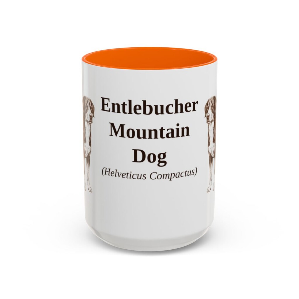 15oz-entlebucher-mountain-dog-mug-latin-orange 15oz Entlebucher Mountain Dog Latin Mug, Orange, front view
