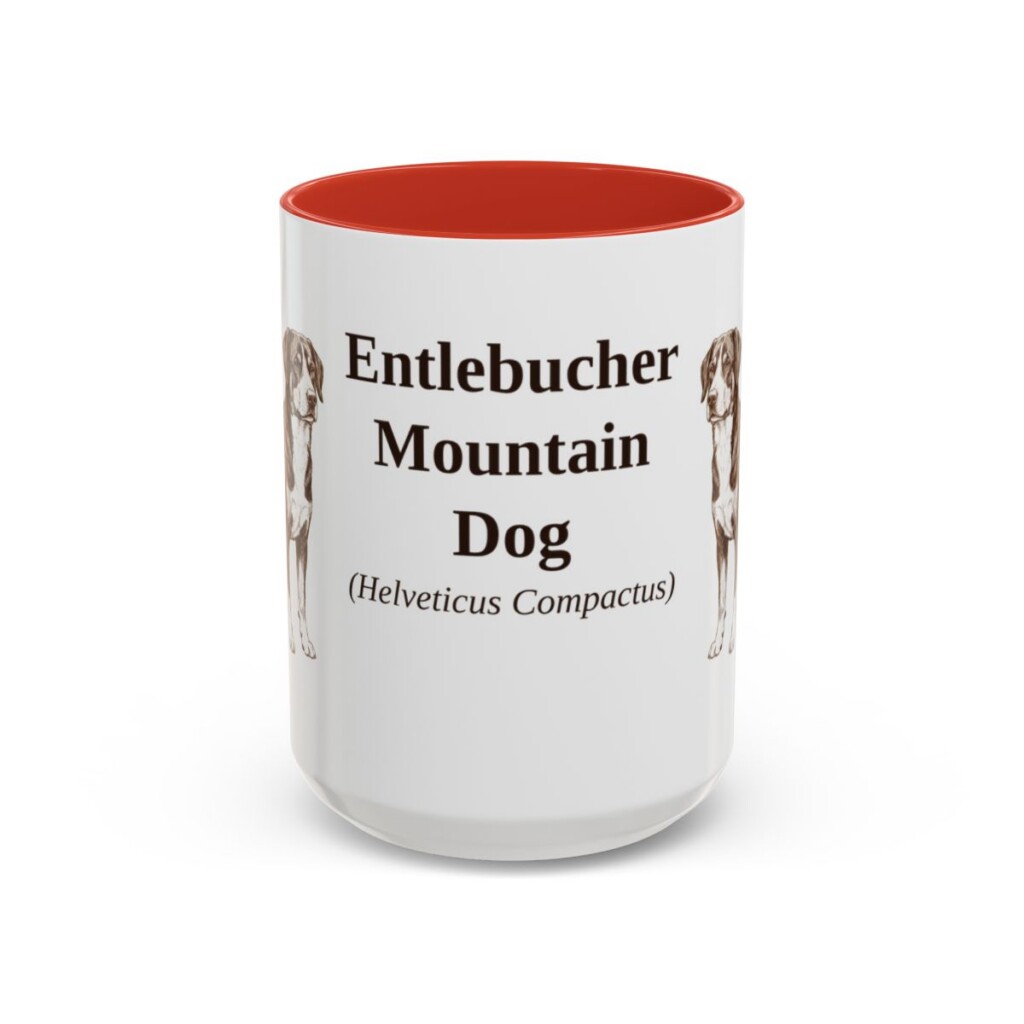 15oz-entlebucher-mountain-dog-mug-latin-red 15oz Entlebucher Mountain Dog Latin Mug, Red, front view