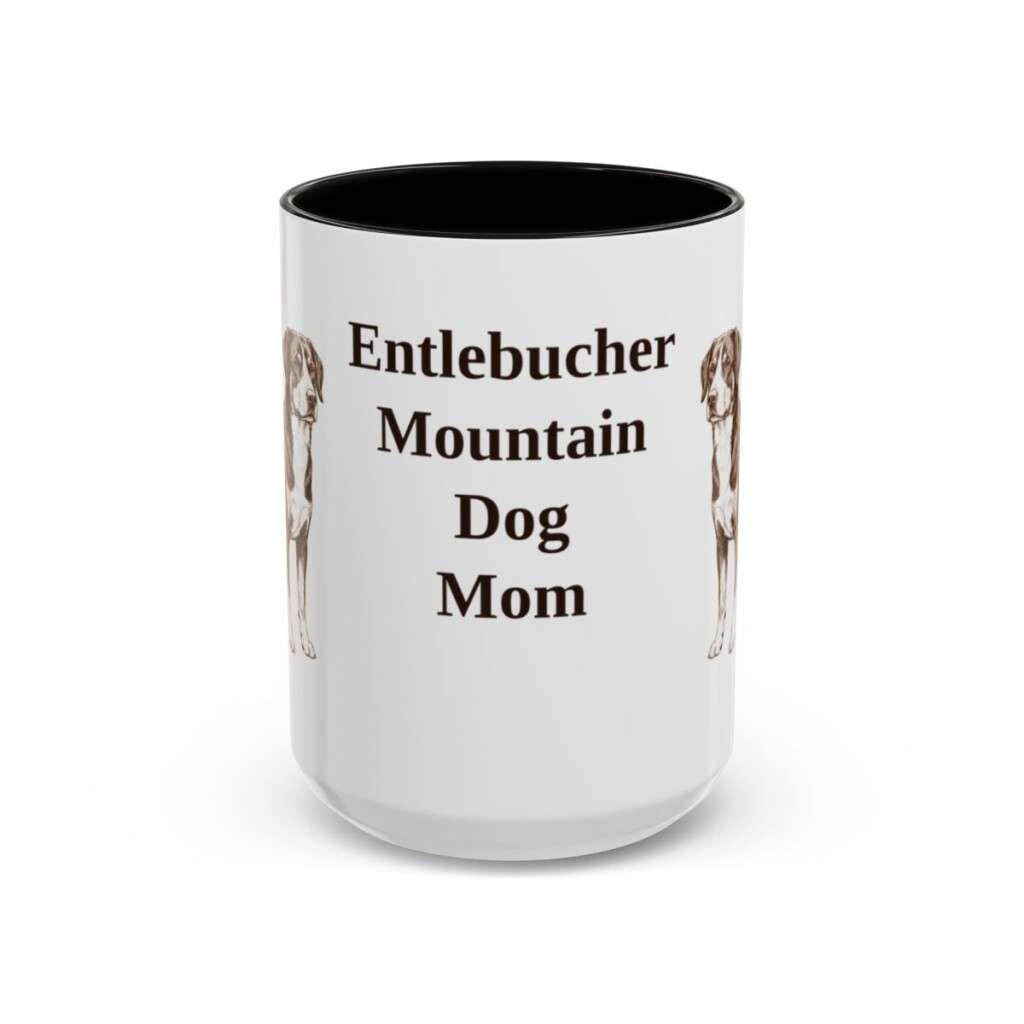 15oz Entlebucher Mountain Dog Dog Mom Mug, Black, front view