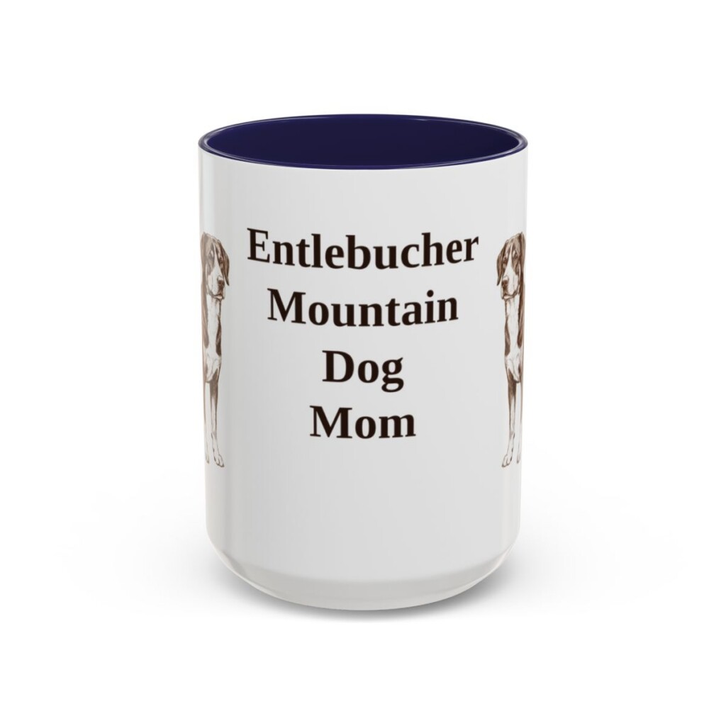15oz Entlebucher Mountain Dog Dog Mom Mug, Navy, front view