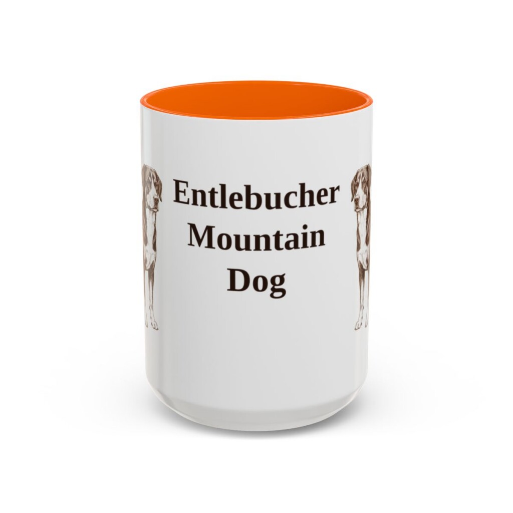 15oz-entlebucher-mountain-dog-mug-orange 15oz Entlebucher Mountain Dog Mug, Orange, front view