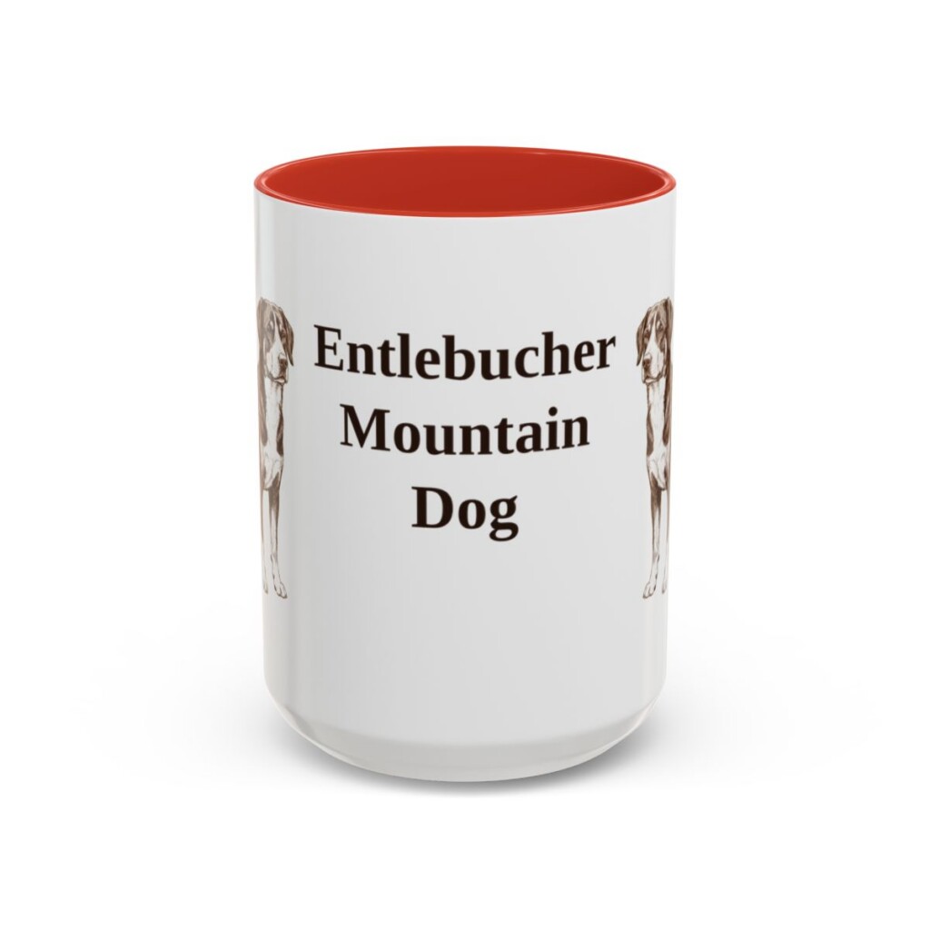 15oz-entlebucher-mountain-dog-mug-red 15oz Entlebucher Mountain Dog Mug, Red, front view
