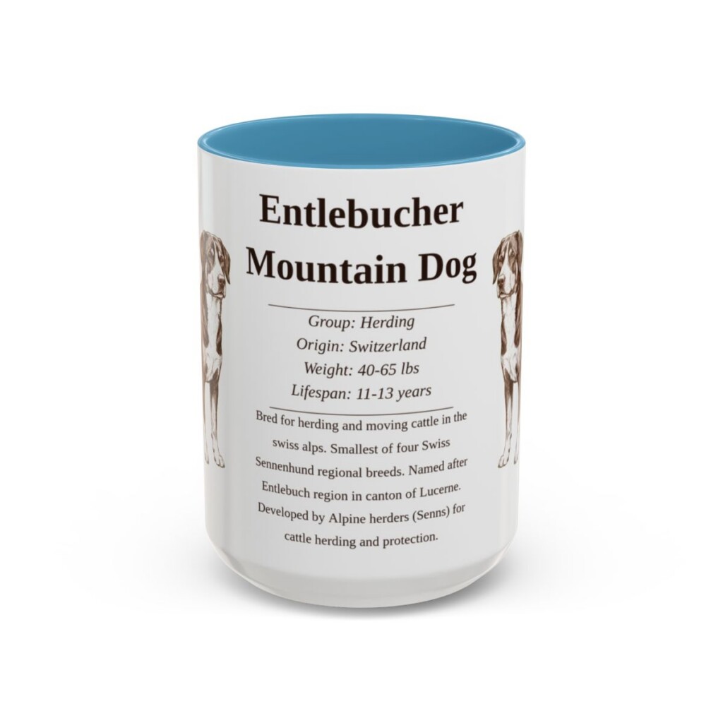 15oz Entlebucher Mountain Dog Mug, Light Blue, front view