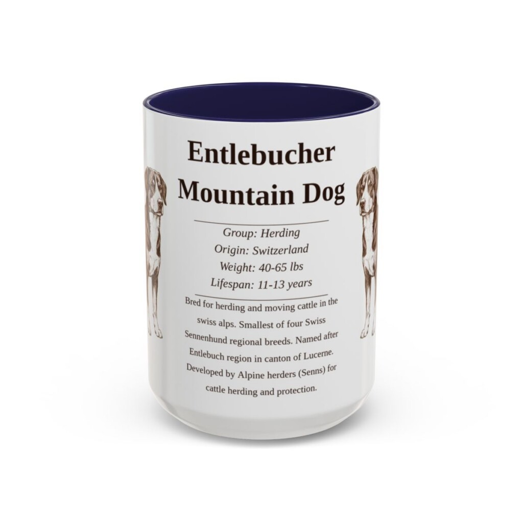 15oz Entlebucher Mountain Dog Mug, Navy, front view