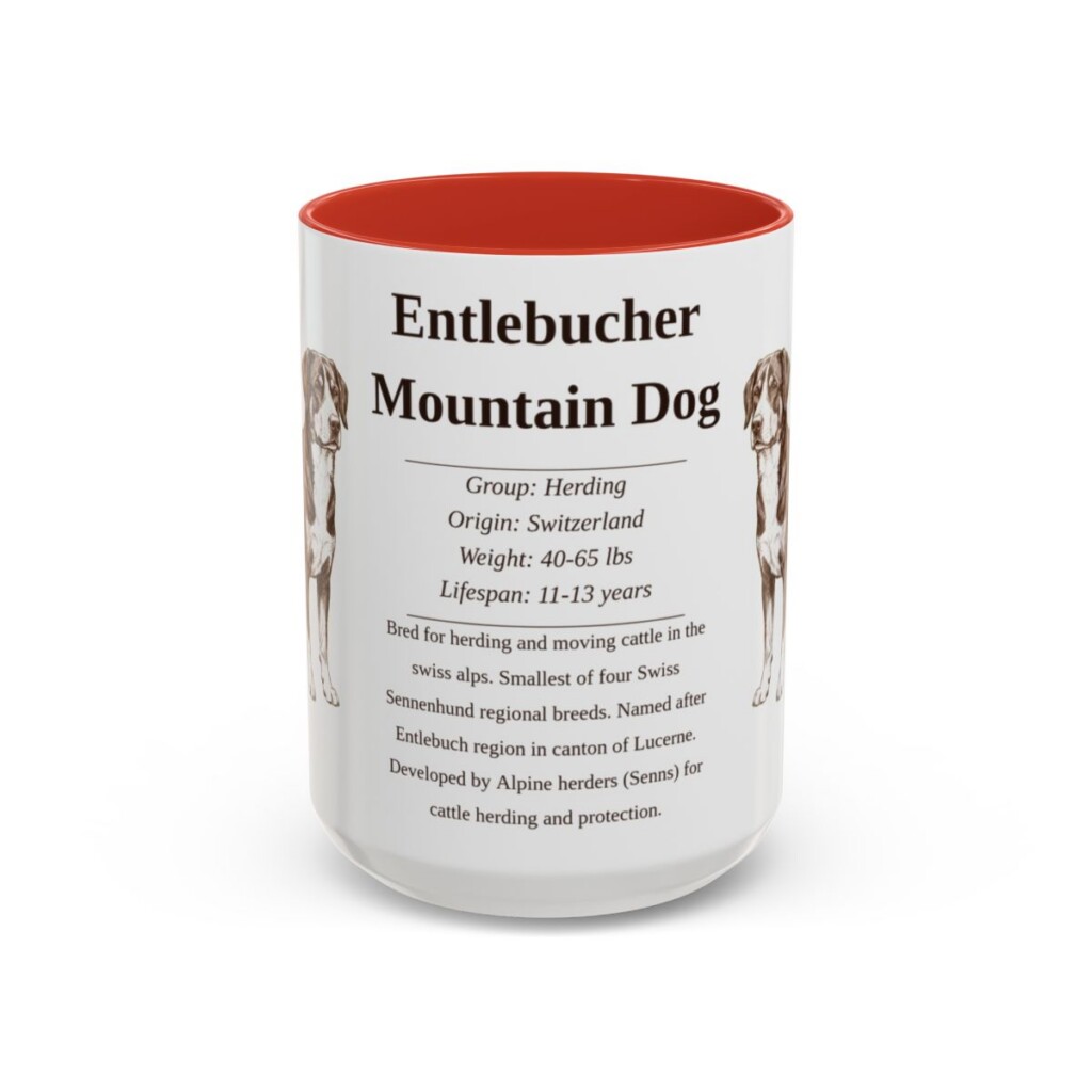 15oz Entlebucher Mountain Dog Mug, Red, front view