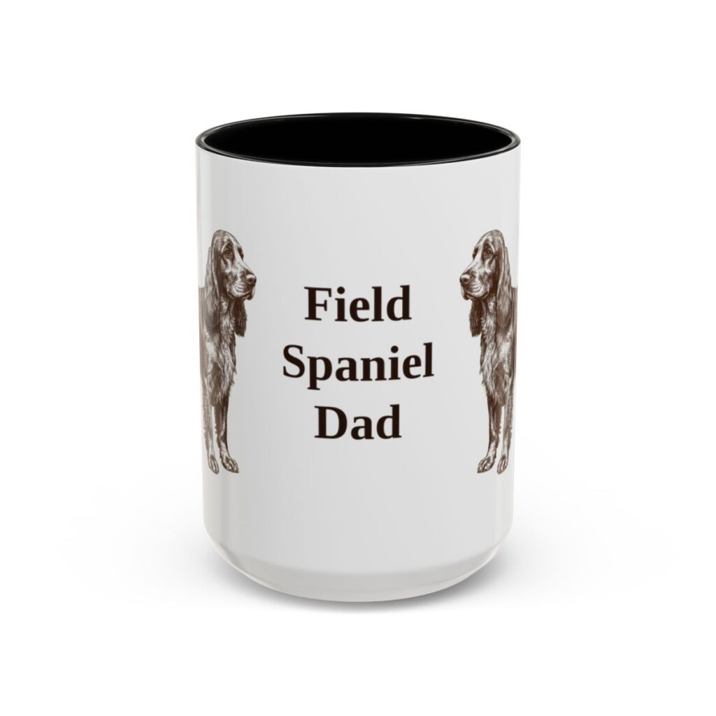 15oz Field Spaniel Dog Dad Mug, Black, front view