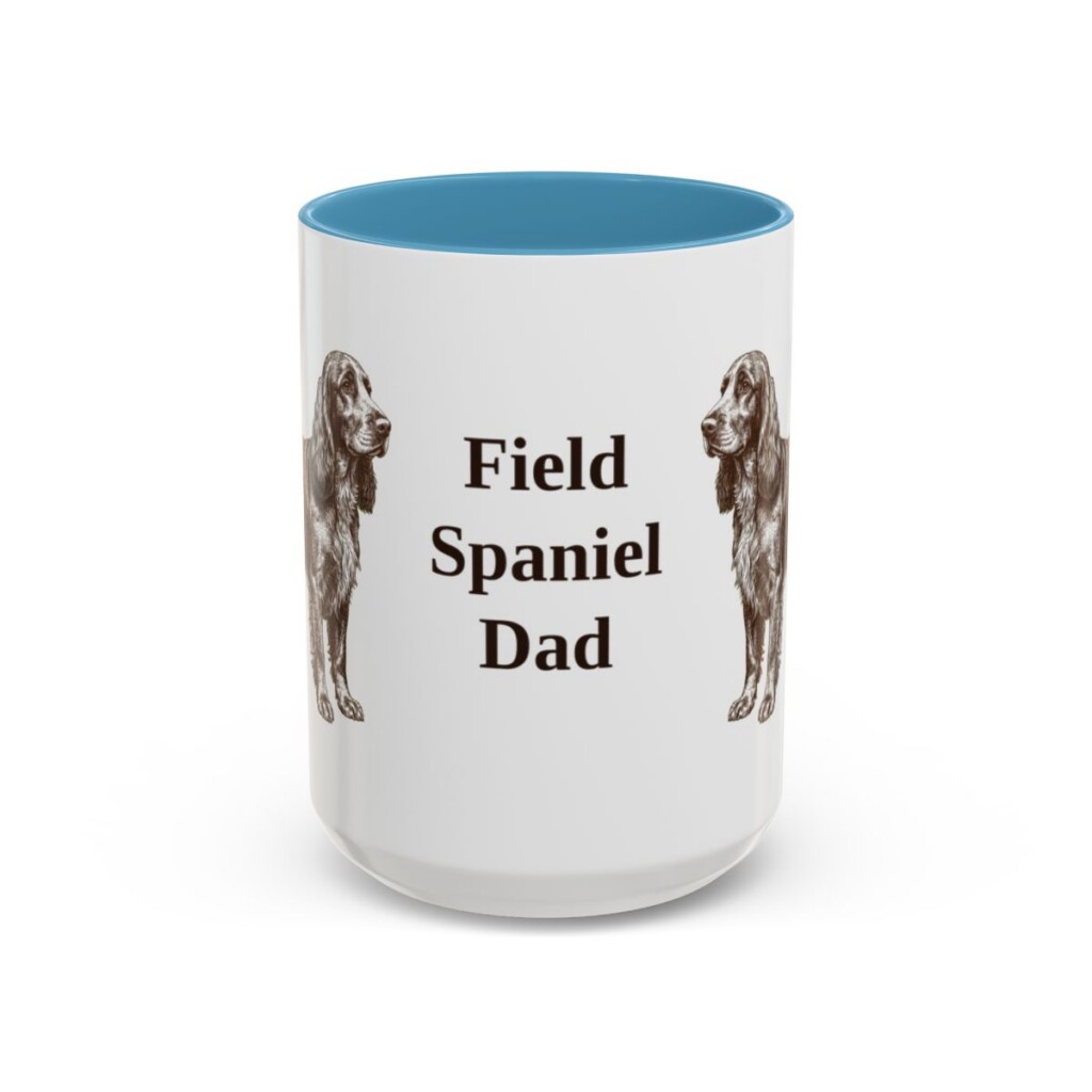 15oz Field Spaniel Dog Dad Mug, Light Blue, front view