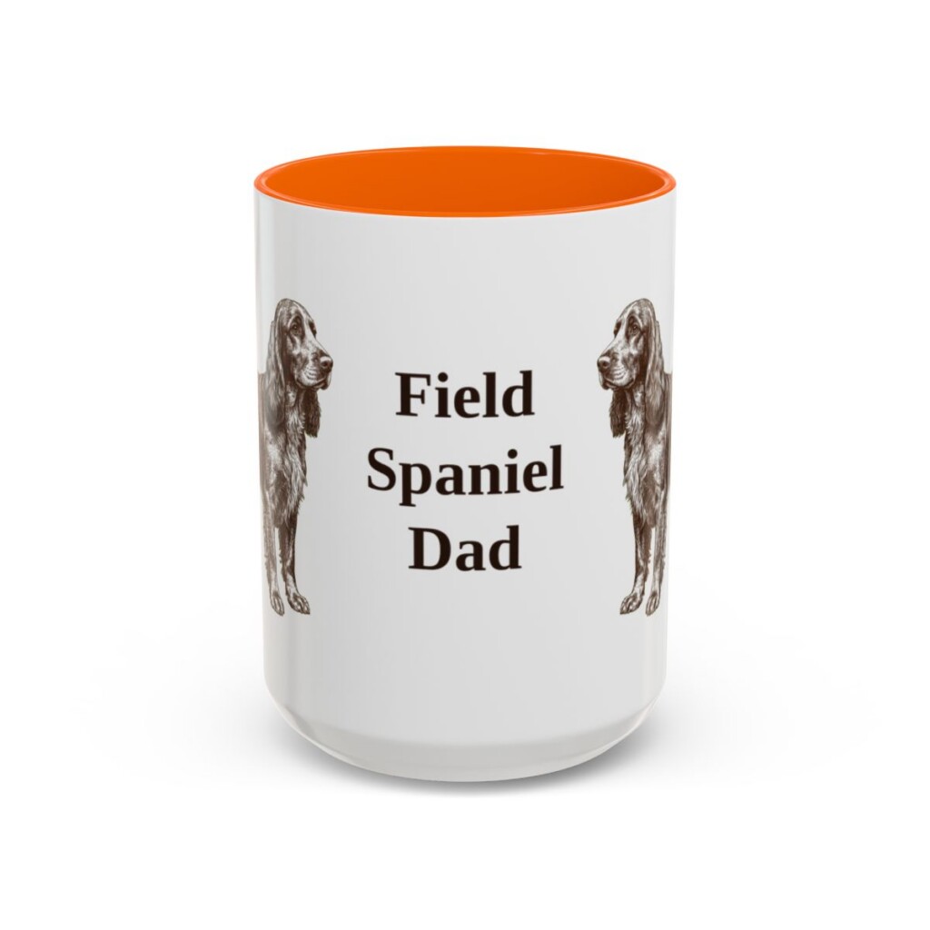 15oz Field Spaniel Dog Dad Mug, Orange, front view