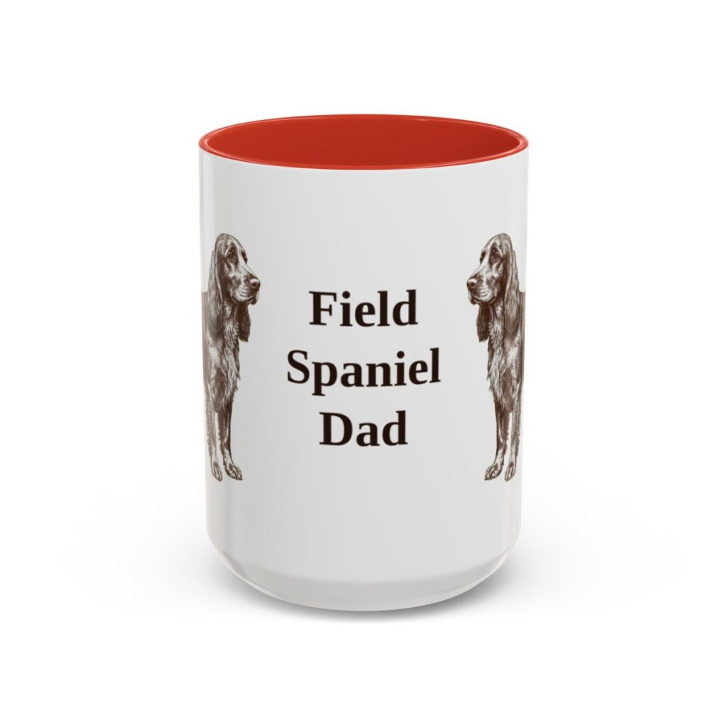 15oz Field Spaniel Dog Dad Mug, Red, front view