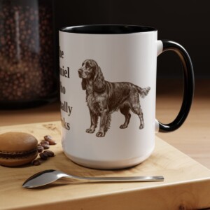 15oz Funny Field Spaniel Mug, Black, lifestyle photo