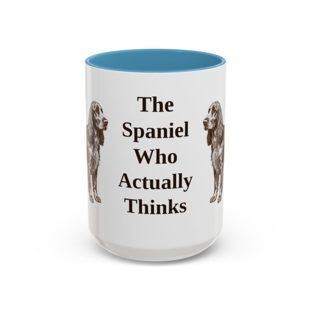 15oz Funny Field Spaniel Mug, Light Blue, front view