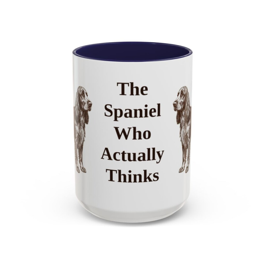 15oz Funny Field Spaniel Mug, Navy, front view