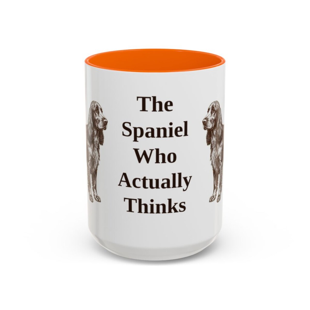 15oz Funny Field Spaniel Mug, Orange, front view