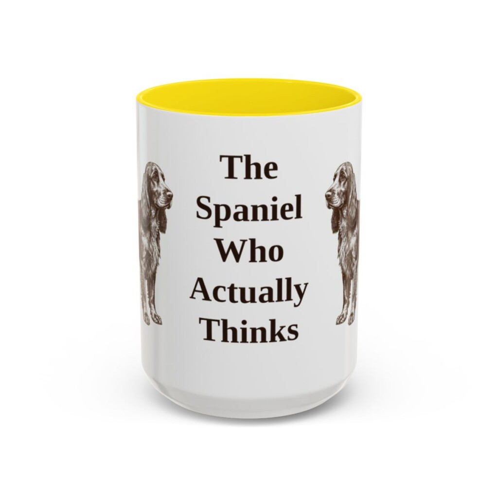 15oz Funny Field Spaniel Mug, Yellow, front view