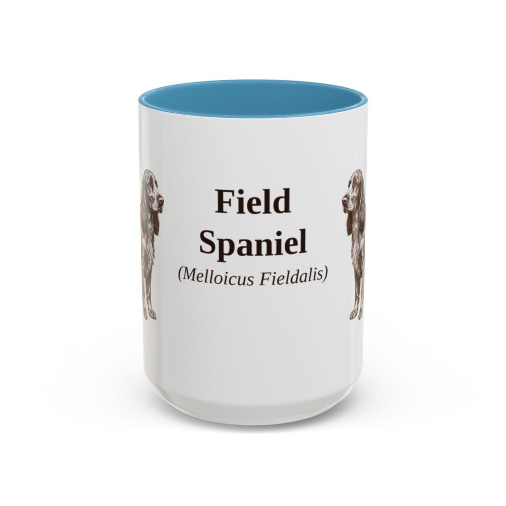15oz-field-spaniel-mug-latin-light-blue 15oz Field Spaniel Latin Mug, Light Blue, front view